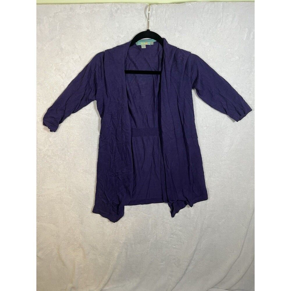 Womens Boden US 6 Navy Silk/linen Blend Thin Knit 3/4 Sleeve Casual Cardigan